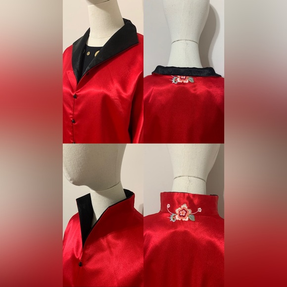 Chinese Traditional Red Silk Jacket - Picture 4 of 17